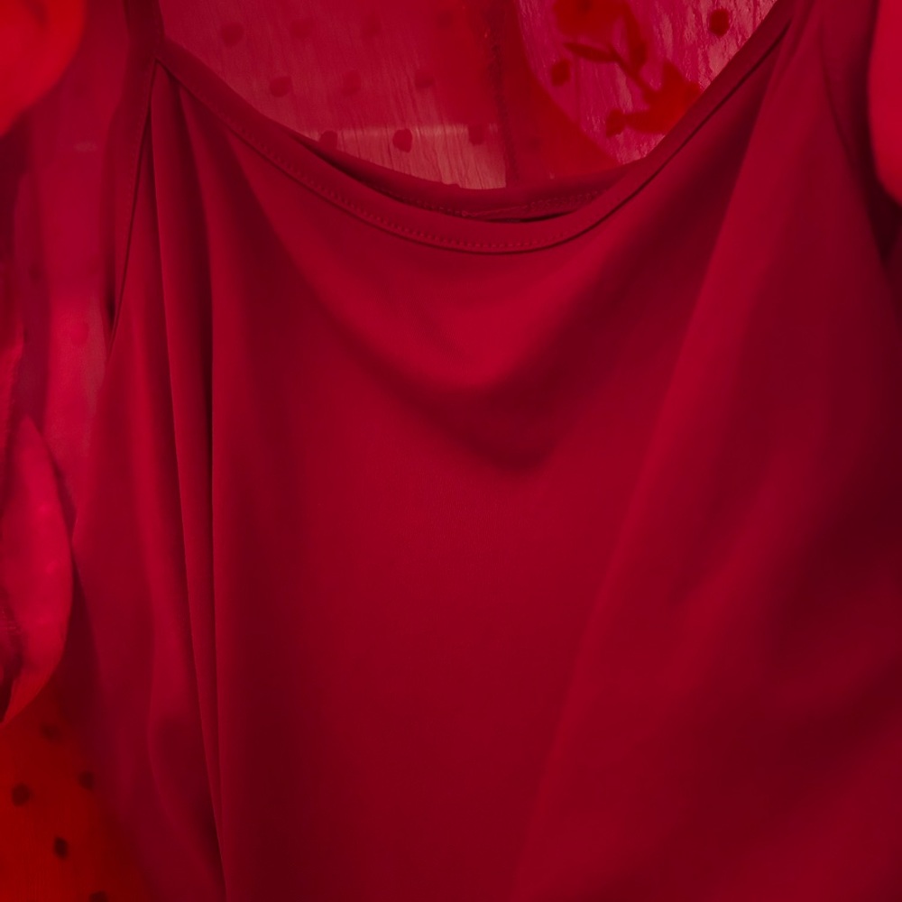 Elegant Red Ruffled Women's Top - Picture 11 of 16